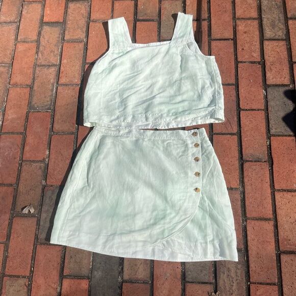 Madewell Women's Linen Blend Tulip Hem Miniskirt Earth-Dyed Edition NWT - Picture 3 of 8